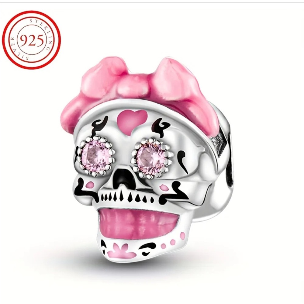 925 Skull With Pink Bow
